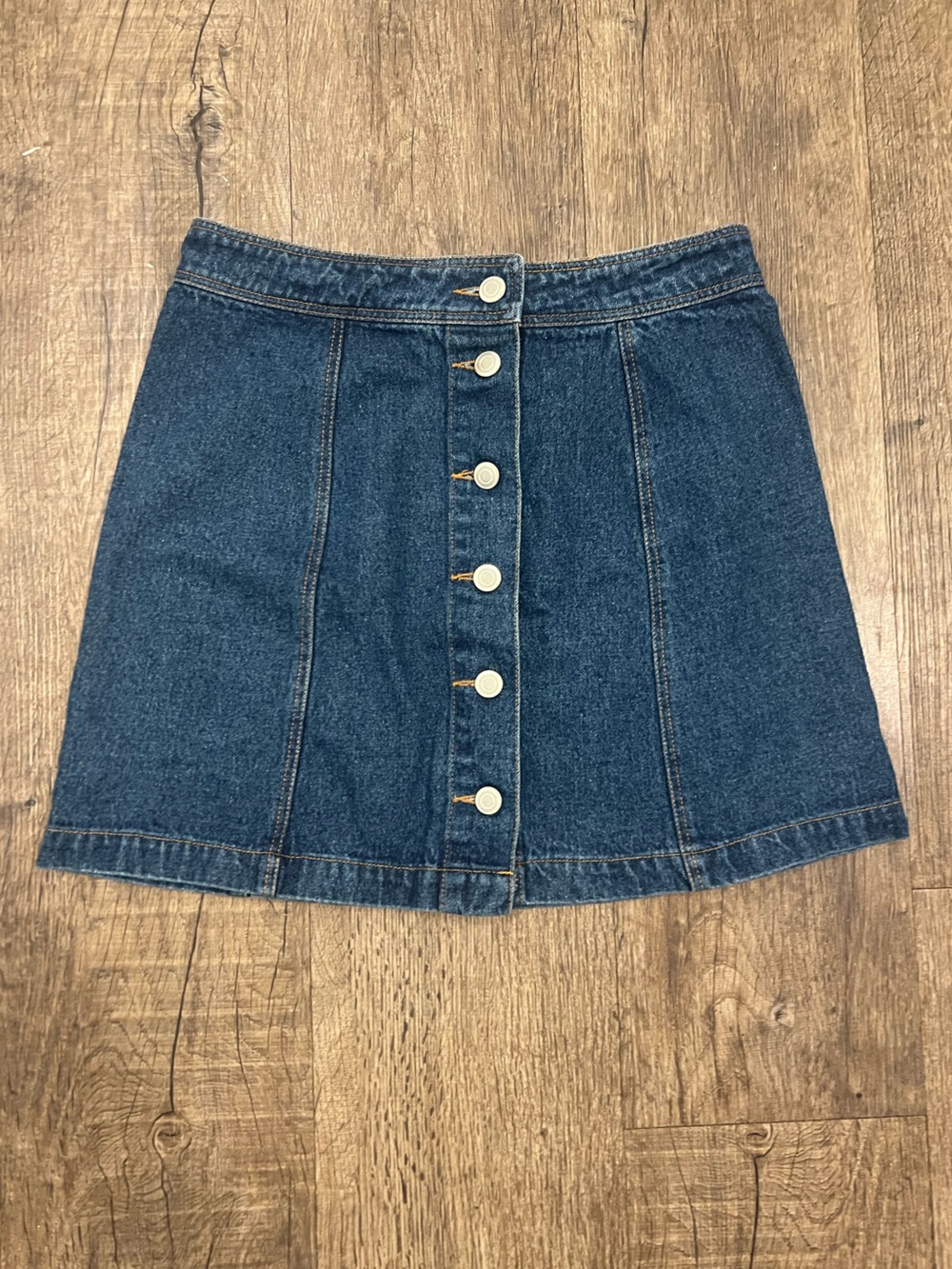 Women’s Dark Blue high waisted Denim Button-Front Jean Skirt